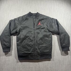 Jordan Jacket Mens Large Black Bomber Full Zip Jumpman Logo Basketball Athletic
